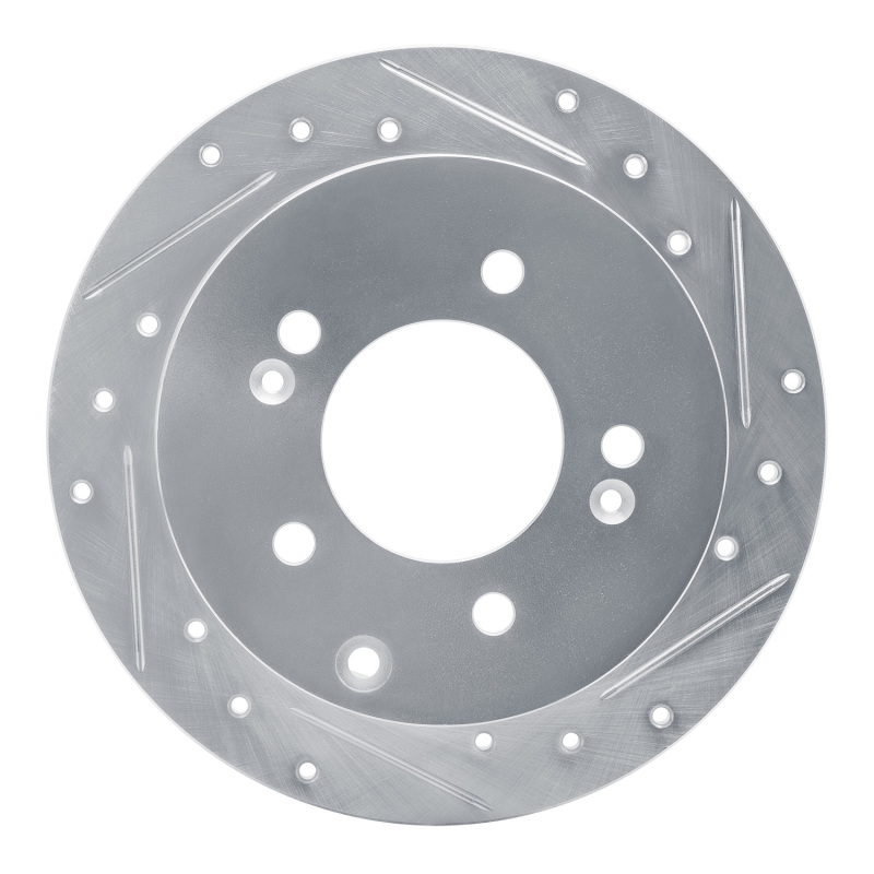 Kia Forte5 Brake Rotor (1) - Rear Right - R1 Concepts - Drilled & Slotted - Silver - `10-`13